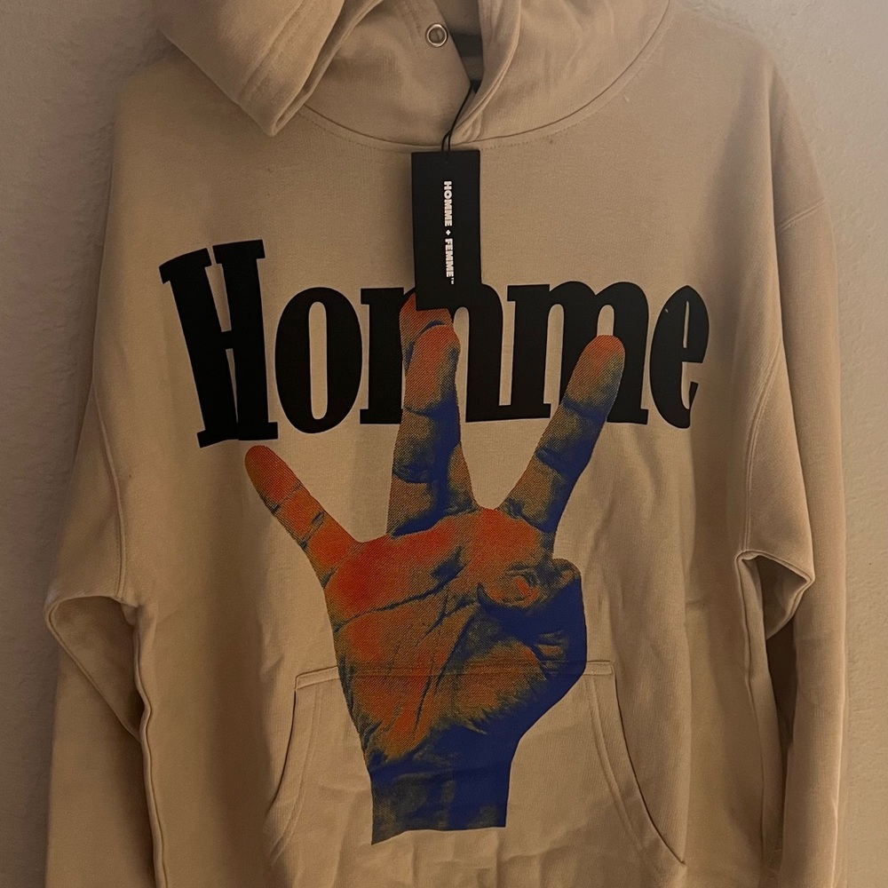 Homme Femme Men's Twisted Fingers Infrared Pull Over Hoodie LARGE NWT